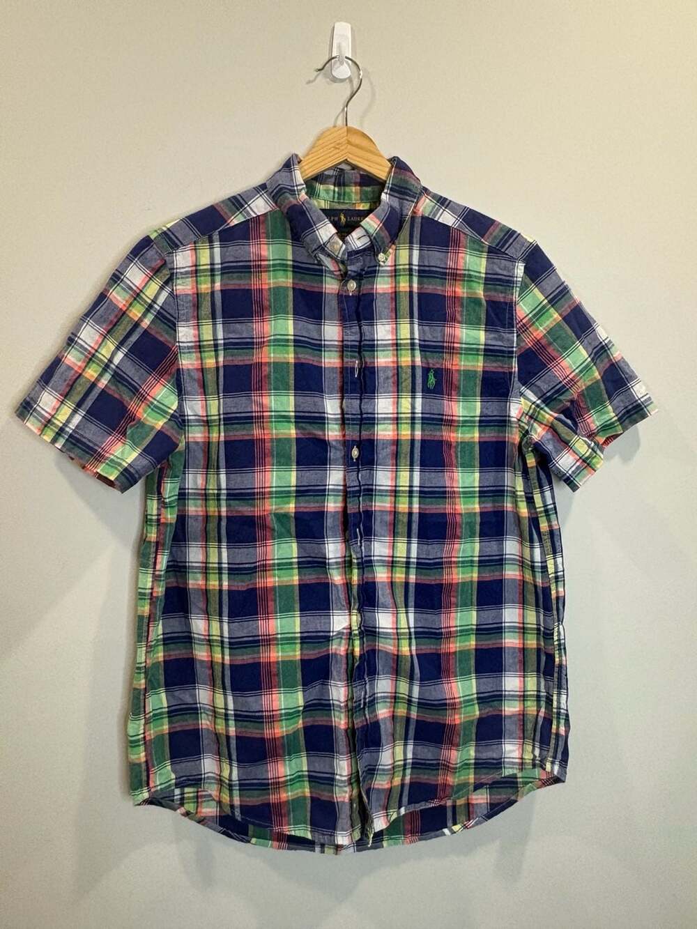 Ralph Lauren Boys XL 18-20 Colorful Plaid Short Sleeve Button Down Shirt
